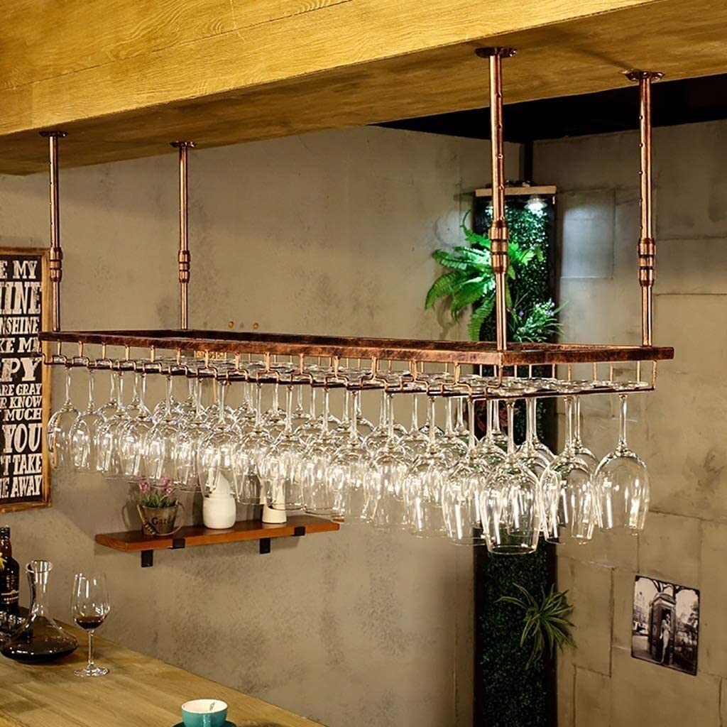 Support de vin de plafond pour libérer l'espace et protéger vos verres