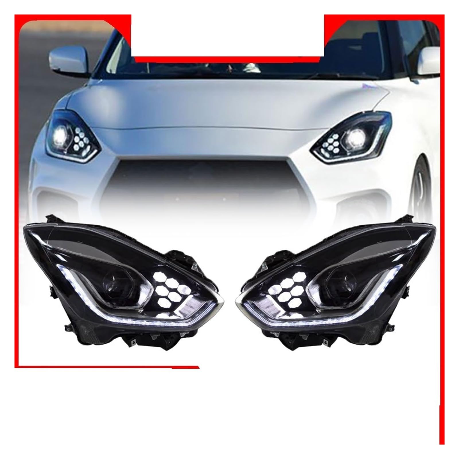 Lampada Fanale Posteriore Faro per SUZUKI per Swift 2017~2022 per Swift Fari anteriori modificati DRL per luci di segnalazione Accessori auto(LHD)