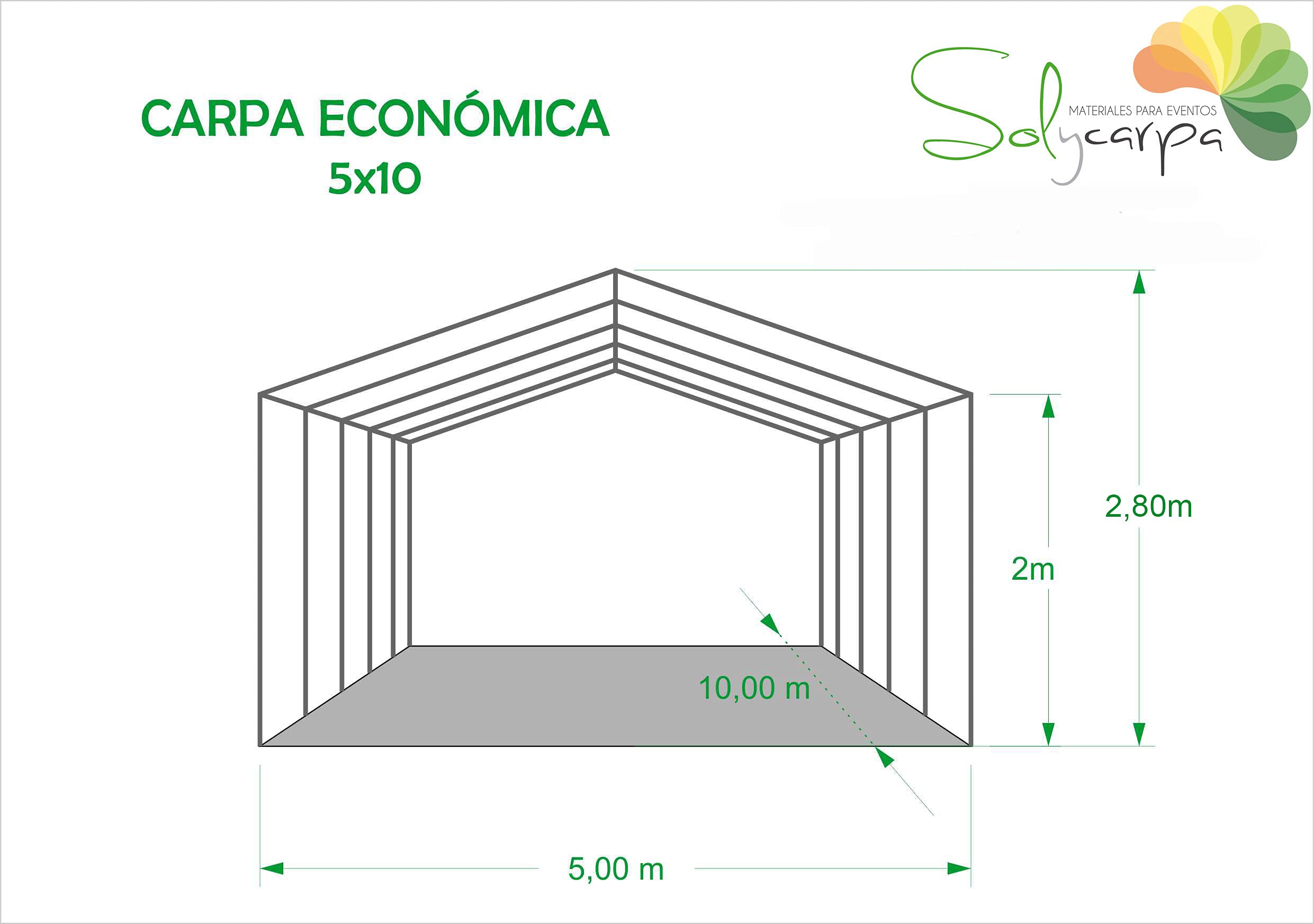Carpa 10x5 m Impermeable para Eventos, Jardín y Bodas | Carpa impermeable con ventanas. Ideal para bodas, eventos, hostelería, jardines y celebraciones al aire libre.