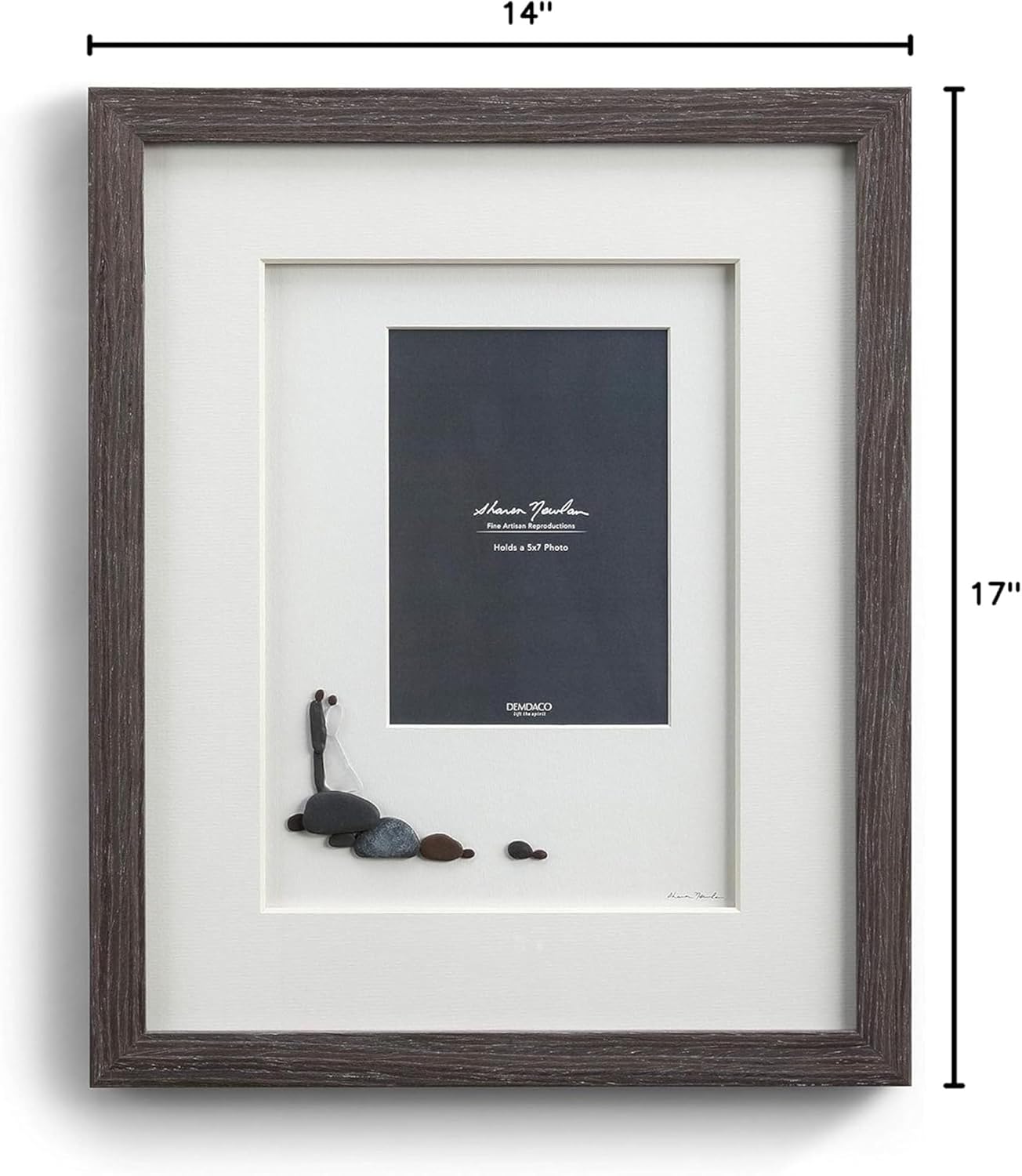 DEMDACO Sharon Nowlan from This Moment Classic White 17 x 14 Glass Pebble and Wood Art Photo Frame
