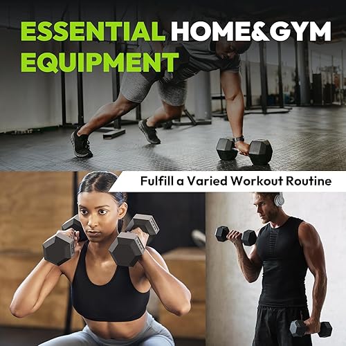 Miniatura 9 de Hex Weights Dumbbells Set with Rack, 100-550 lb Rubber Coated Dumbbell Sets with Storage, Free Hand Weight for Strength Training, Exercise, Fitness,