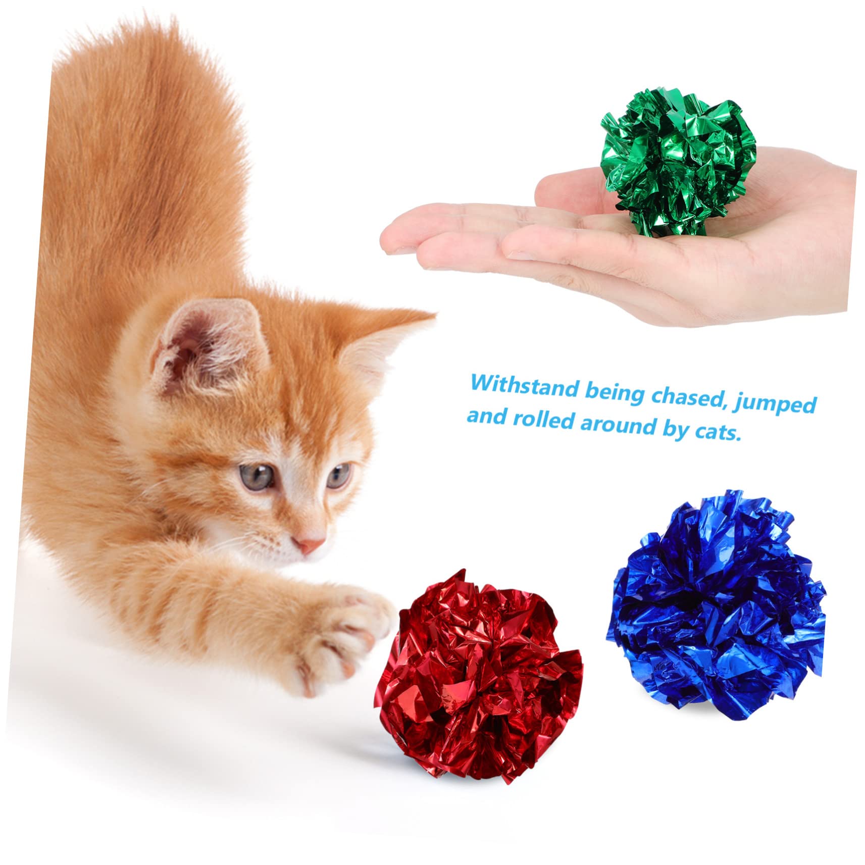 minkissy 125 Piezas Pelota de Peluche perseguir Bolas para Gato Gatito Juguete Pelota interactiva para Gatos Bolas Arrugadas pequeñas Masticar Bola de Gato Bola de Sonido película Pista