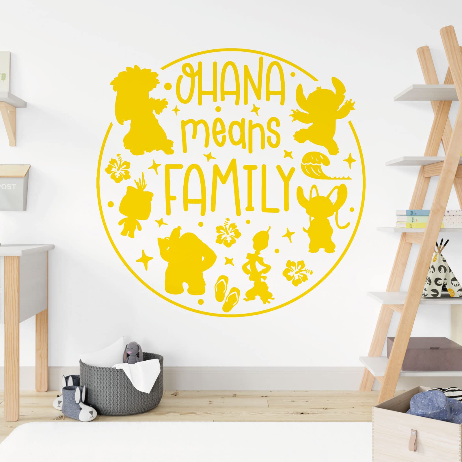 Ohana Means Family - Lilo and Stitch - Children Decal Wall Sticker [Large] [Medium Yellow]
