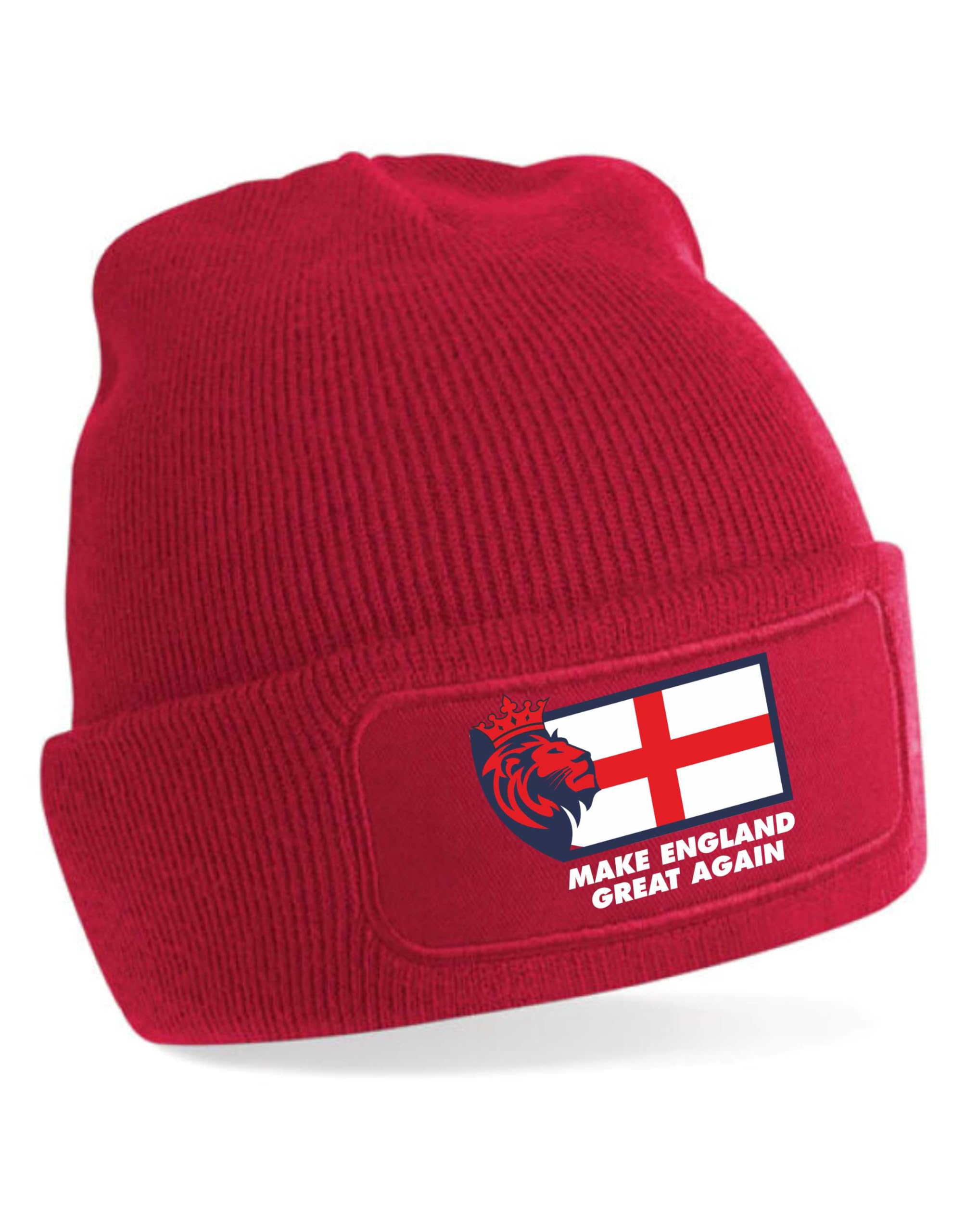 Print4U Beanie Hat Make England Great St George Cross Lion Head Patriot English Red