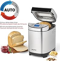 Vista 5 de Starfrit Máquina eléctrica para hacer pan, mocasines de 2 libras, sartén extraíble antiadherente, dispensador automático de tuercas, 13 programas