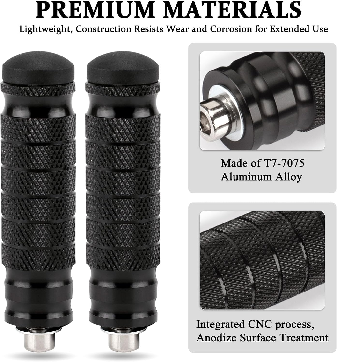 XINGWU Universal M8 Foot Pegs Bike Pegs CNC Anti-Skid Footpegs for Super 73 Yamaha Honda Suzuki Aprilia Electric Car Motorbike Scooter Mini Bike Ebike Dirt Bike Motorcycle Go Kart (Black)