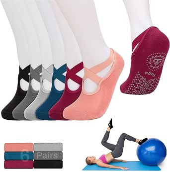 OUSITAID 4 Pack Pilates Yoga Non Slip Skid Socks - Ballet