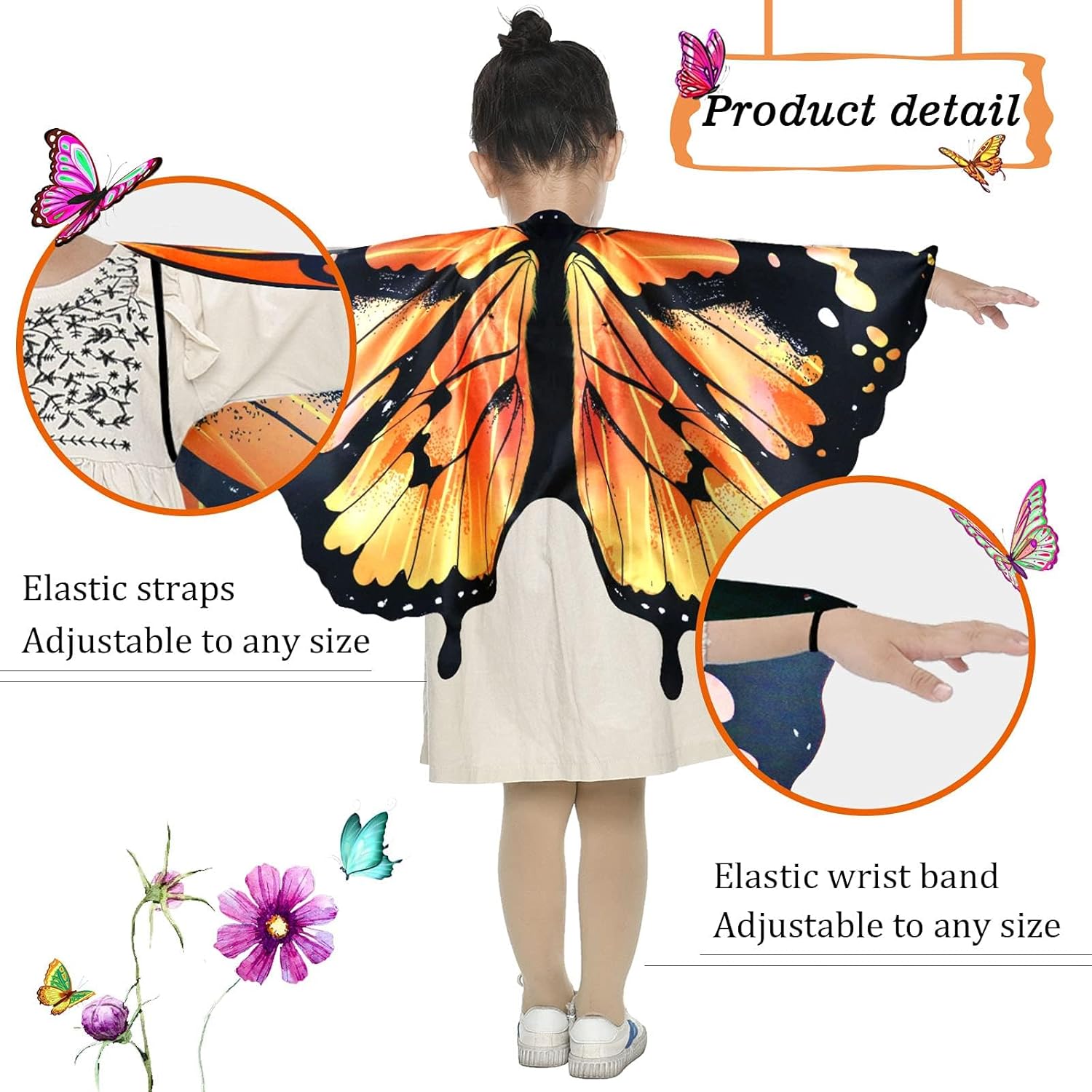 Kids Butterfly-Wings Costume for Girls Fairy-Wings Toddler-Dress-Up Headband-Mask Butterfly Toys Christmas Gifts - Image 5