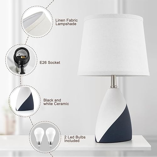 Miniatura 2 de Luvkczc Juego de 2 lámparas de mesa de cerámica, modernas lámparas de mesa de cerámica para dormitorio, lámparas de mesita de noche con temperatura