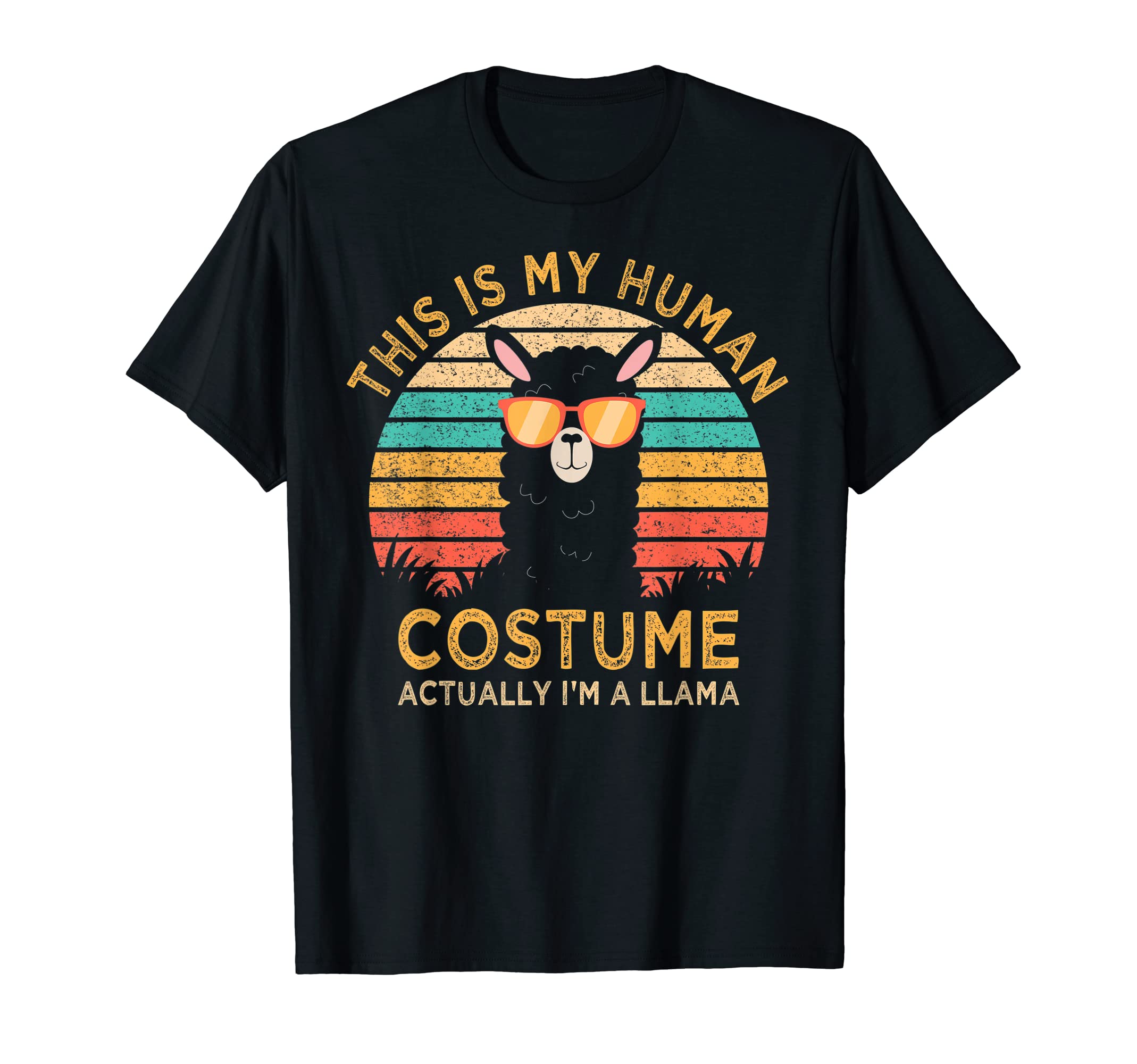 Funny Alpaca & Llama Quotes.This Is My Human Costume Actually I'm A Llama Vintage T-ShirtOEKO-TEX STANDARD 100