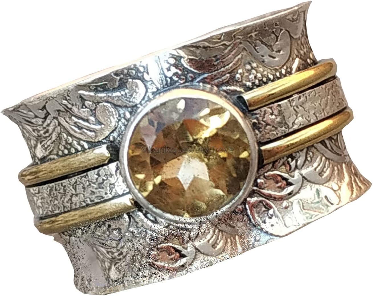 Kanika Jewelry Trove Wide Fusion Band Spinner Rings, Spinning Band Rings, Yoga Rings,Anxiety Rings, Gift Meditation Ring for Women & Men