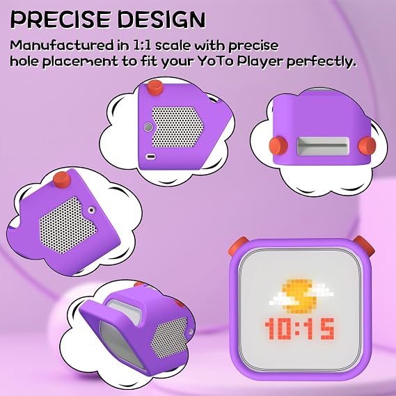 Yoto Player第3世代用シリコンケース シリコーン保護スリーブケース Yoto Player対応 滑り止め 衝突 摩耗 破れやすい持ち手付きシリコーンスキンカバー - パープル