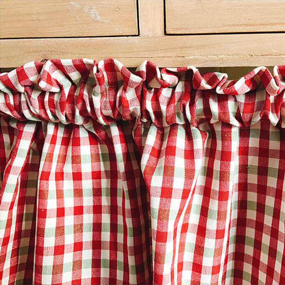 Tenda Mantovana Cucina Stile Rurale | Cotone Rosso Bianco A Quadri | Misura 200x40cm | Per Finestre Piccole E Bar - Foto 9