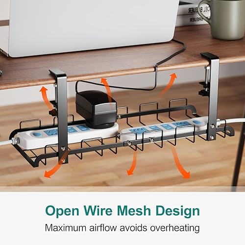 Miniatura 9 de iSPELCE - Organizador de cables para debajo del escritorio, paquete de 2 bandejas de gestión de cables de 17.7 pulgadas para limpiar el área de