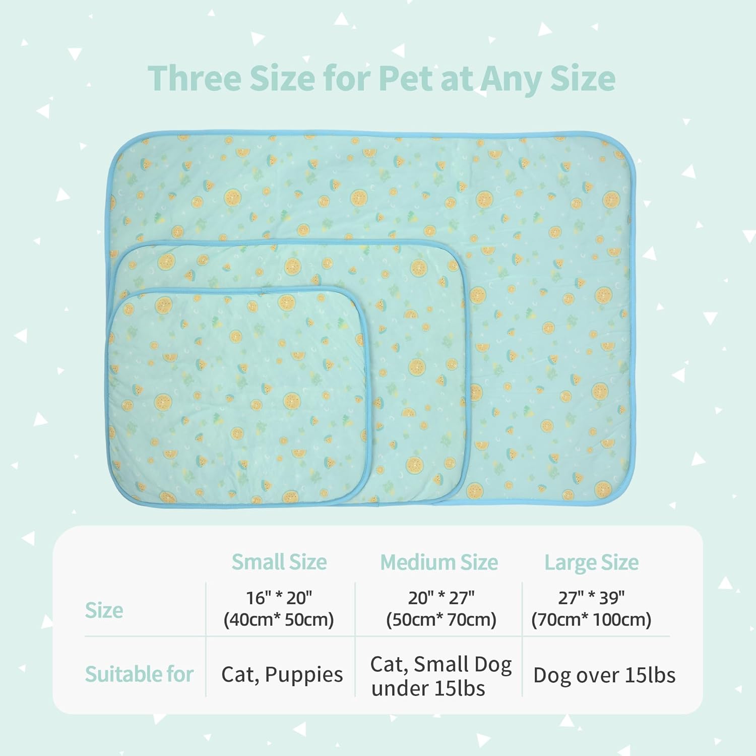 NWK Pack of 4 Pet Cooling Mat for Large Dogs -Q-Max>0.345 Ice Silk Cooling Mat for Dogs & Cats Portable & Washable Pet Cooling Blanket for Summer (4pcs, Green Fruit, 39'' X 27'' X 0.3'')