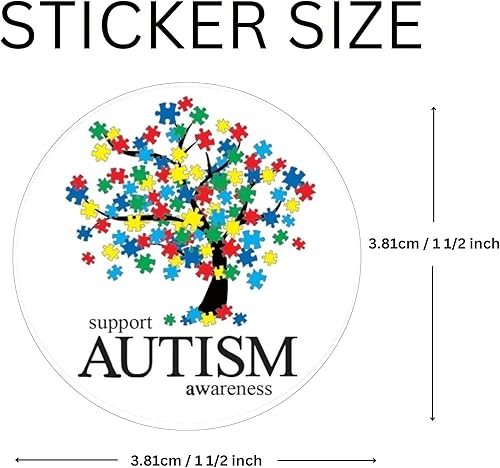 Miniatura 4 de Fundraising For A Cause Pegatinas de concientización sobre el autismo con árbol de rompecabezas, rollo de calcomanías de concientización sobre el