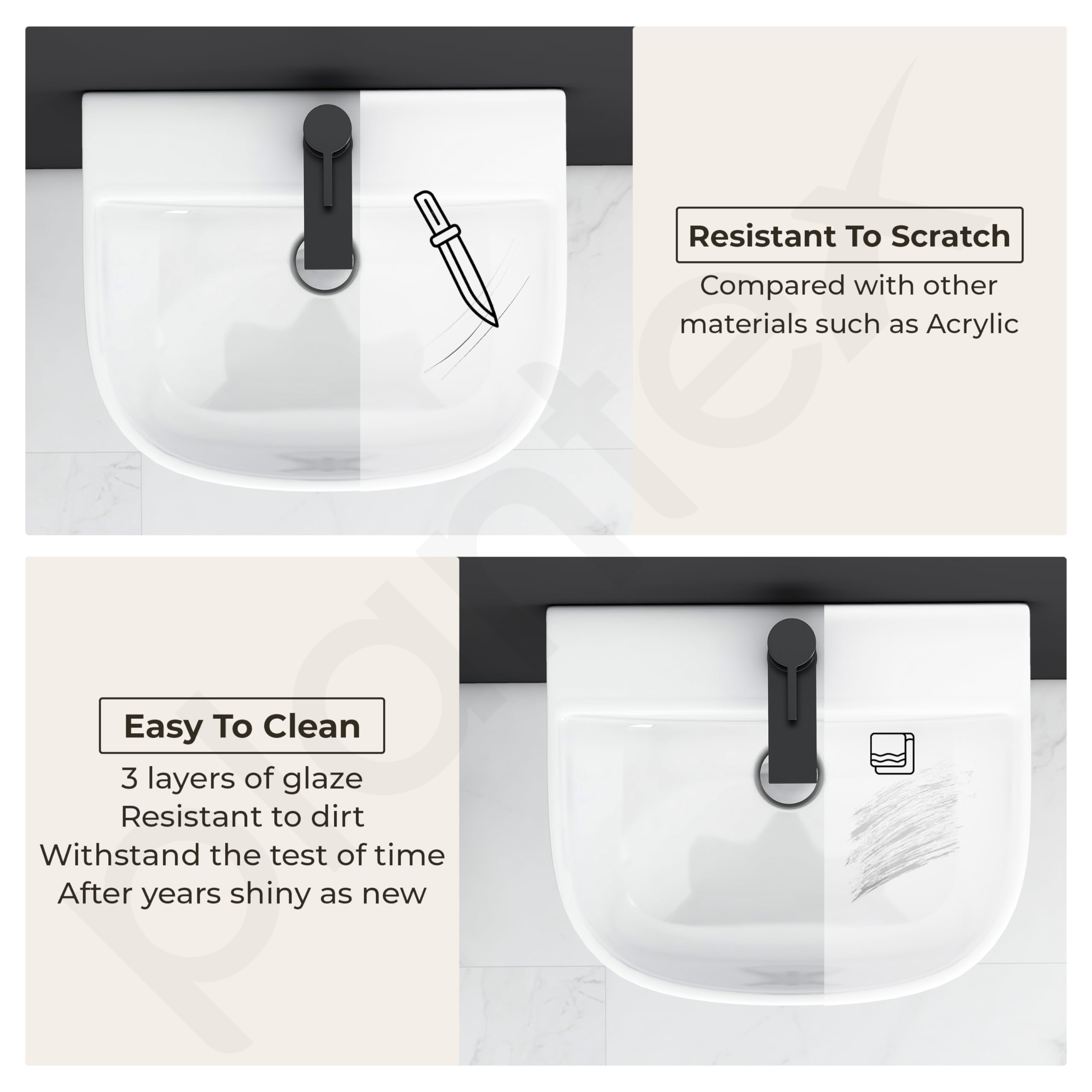 Plantex Orchid Ceramic Wash Basin - Wall Mounted Sink -7