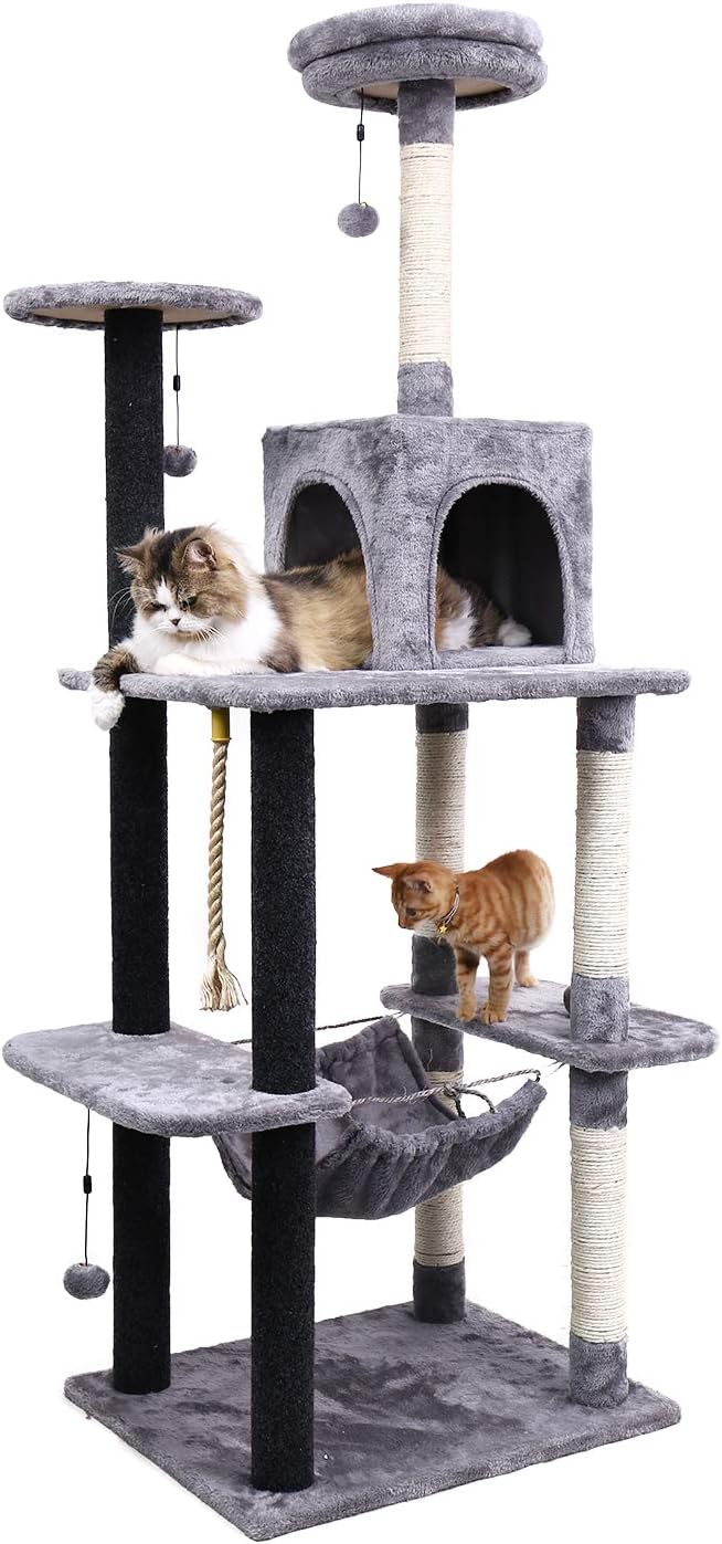 Speedy Pet 69" Multi-Level Cat Tree Furniture with Sisal-Covered Scratching Posts,Hammock and Condo,Cat Tower Climbing Toys Activity Tree with Perches for Kittens, Cats