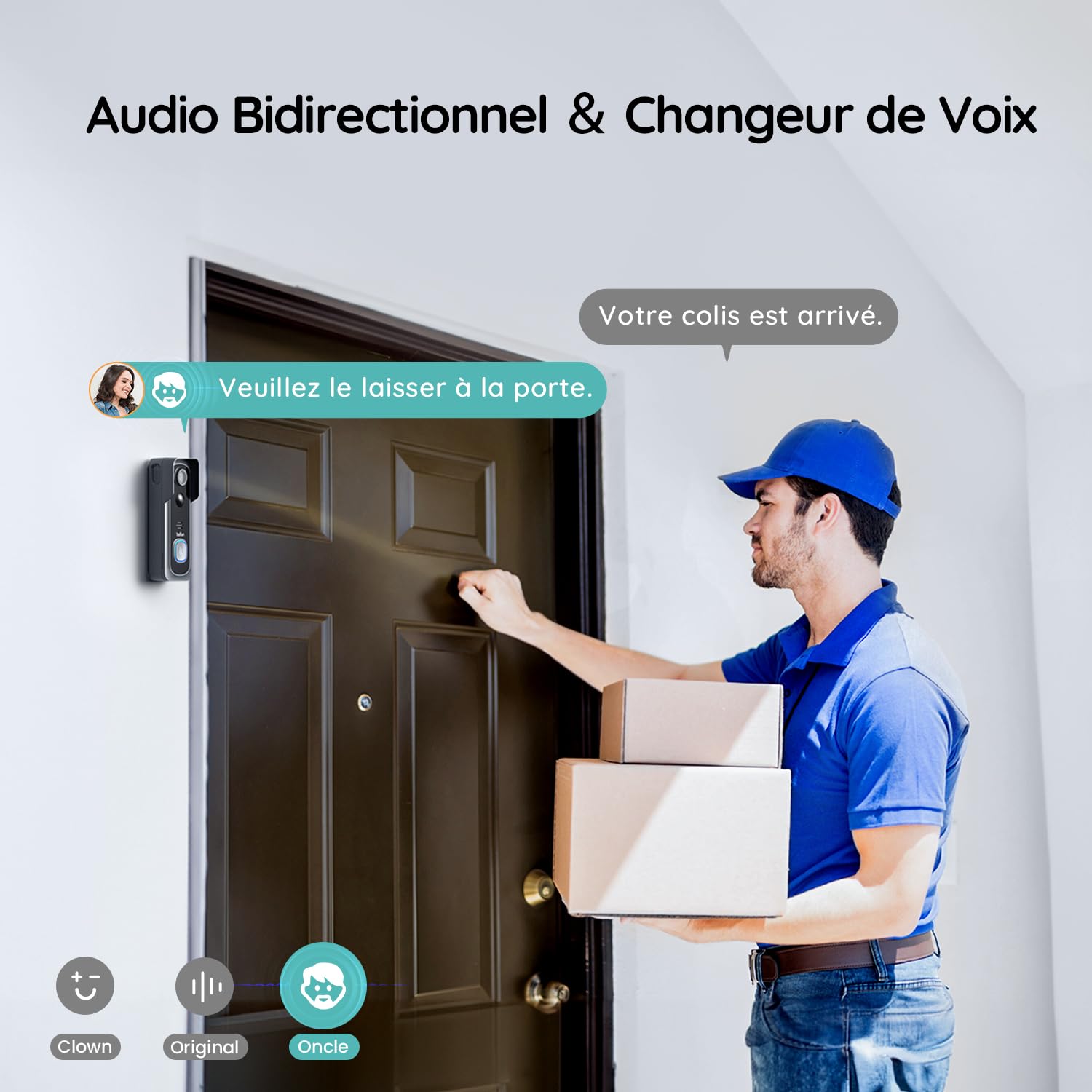 BOIFUN 2K 3MP Sonnette sans Fil Exterieur Etanche, Installation Facile,Noir | Ultra Grand Angle 166°, Détection Humaine par IA, Vision Nocturne, avec Carillon sans Fil, IP65, Wi-Fi 2,4 GHz