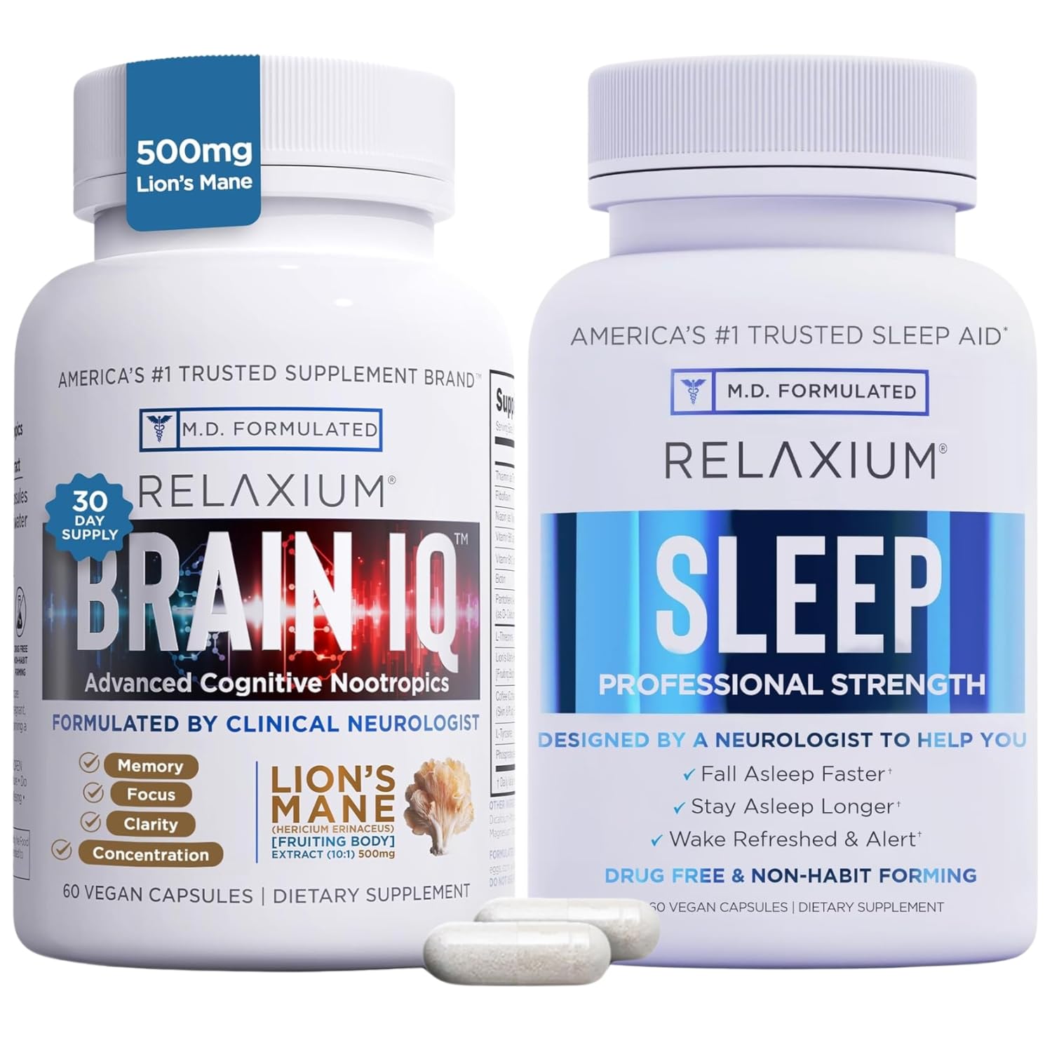 Amazon.com: Relaxium Sleep Aid 60 Capsule + BrainIQ Nootropic