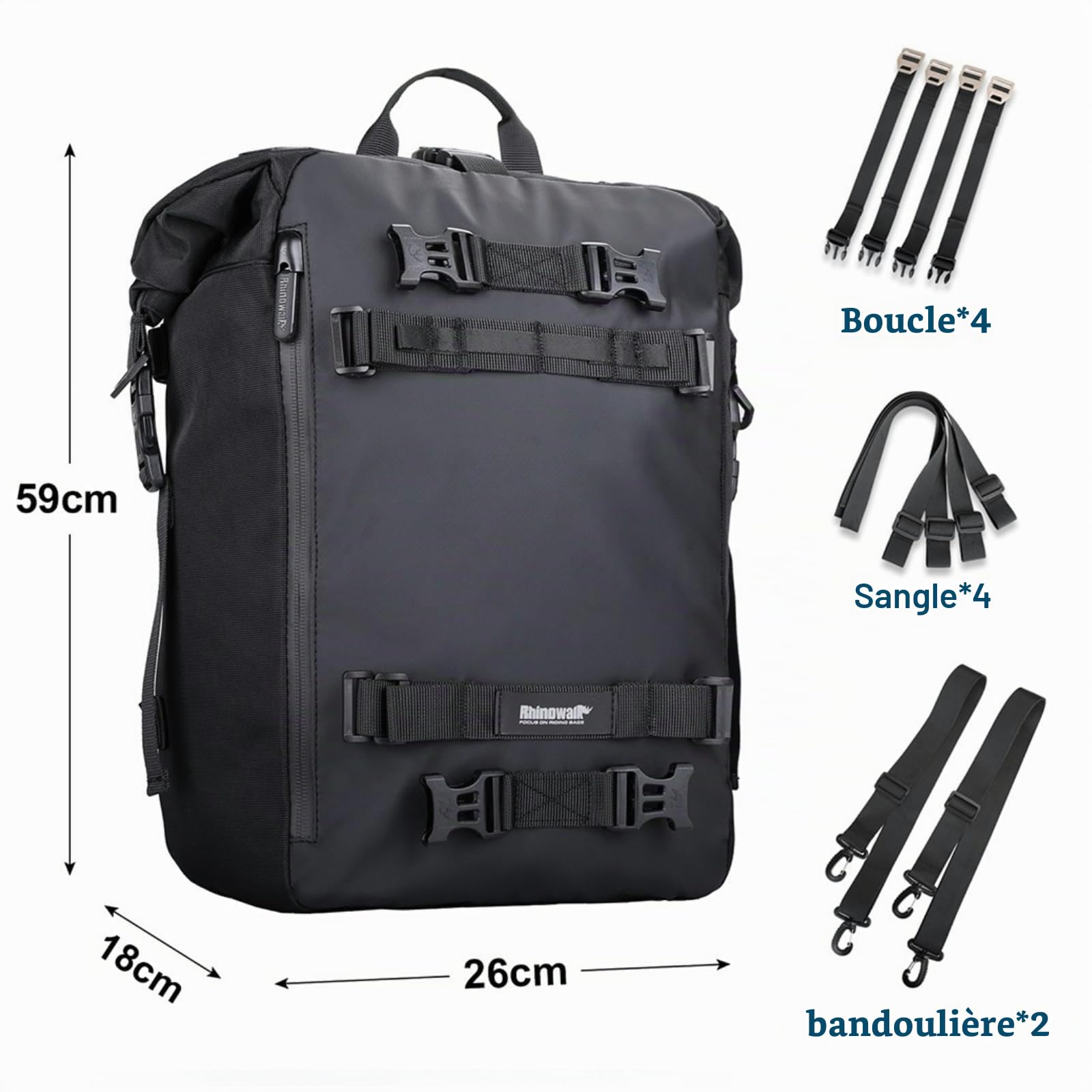 ENJOHOS Sacoche Moto Selle Arriere 10/20/30L Sac a Dos Moto Multifonctionnel Sac de Selle Motos Etanche Léger Bagagerie Sacoche Reservoir Motos Voyage Modulaire pour Porte Bagages Arrière, Noir-20L