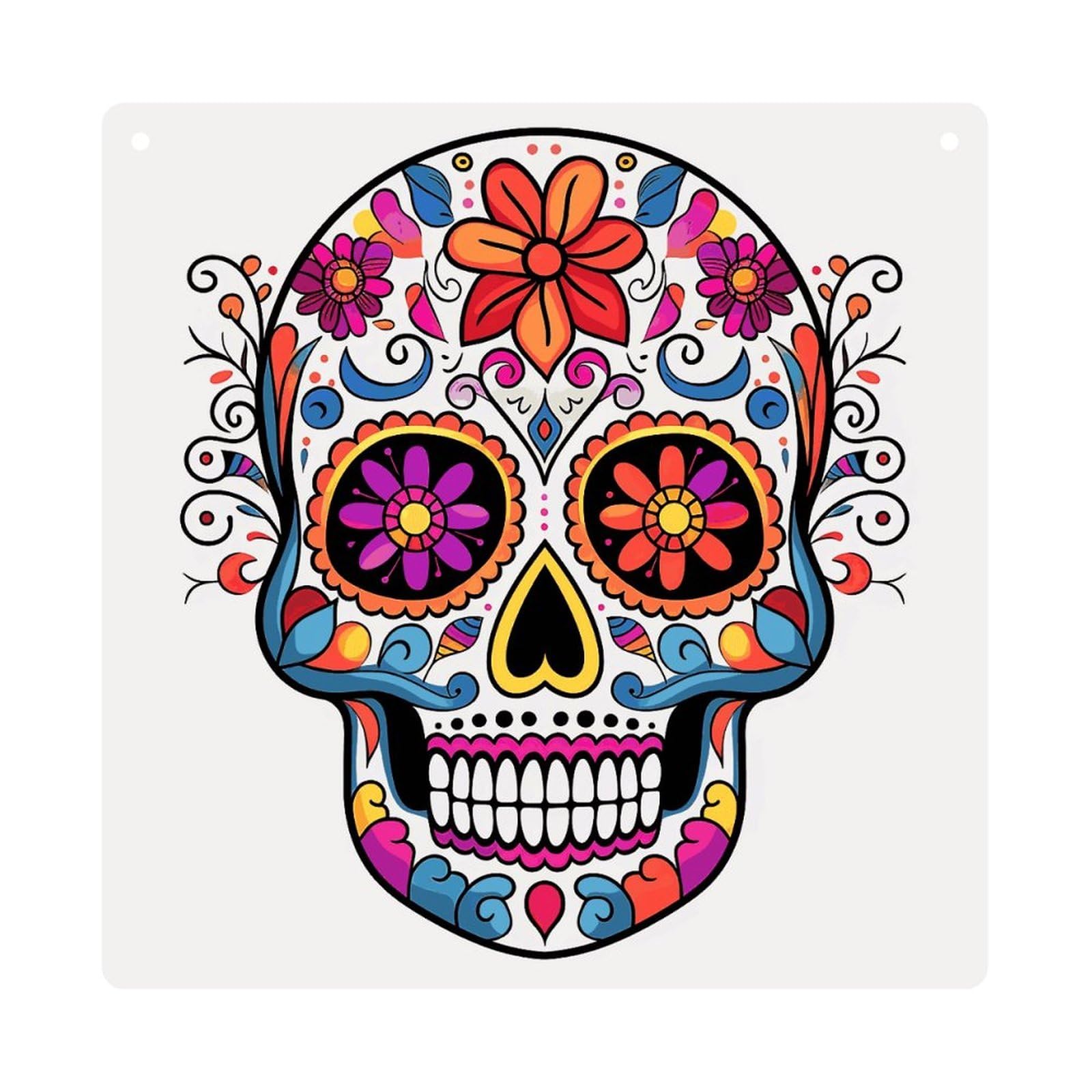 Adfgyerh Style Sugar Skull Hanging Ornaments Window Hanging Modern Acrylic Decor For Living Room Bedroom Dining Room Hallway Office Wall Decor, 8X8 In