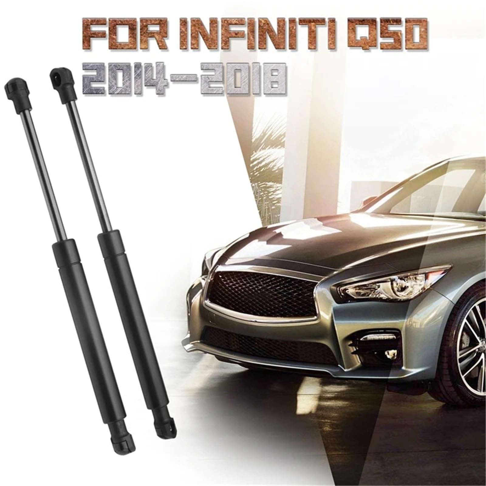 sprężyna gazowa do maski 2 szt./zestaw amortyzatorów podnoszących tylny bagażnik samochodu, pasujących do Infiniti Q50 2014-2018 bez spojlera, auto