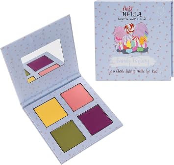 Miss Nella Candy Fantasy Kids Make Up Eye And Cheek Palette With 4 Delightful Shades Make Up For Kids With Handy Little Compact Mirror