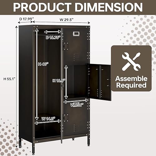 Miniatura 38 de MIIIKO Armario de almacenamiento de ropa de metal, armarios de acero con estantes y barra para colgar, armario de almacenamiento grande de 72 Blanco