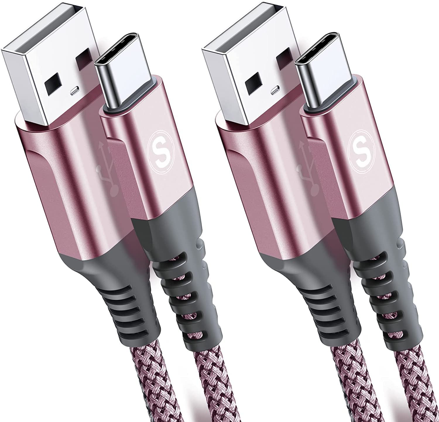 Cavo USB C 2 pezzi 0.8m, Cavo USB tipo C di ricarica in nylon tipo C, per Samsung Galaxy S10 S9 S8 Plus, Note10, Note9, M31, M20, A20e, A71, A51, A50, A40, A10e, A7, Mi9, Mi8,Redmi 8 Pro,LG.G7