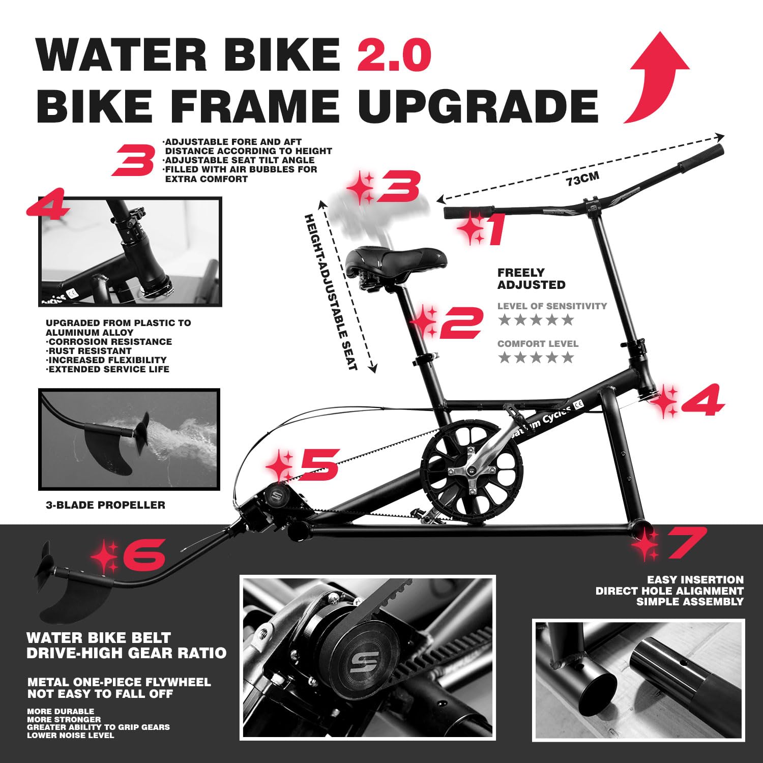 Spatium Sup Bicicleta de Agua Bote de Pedales Inflable Kayak de Pedales inflablebicicleta de Agua para la Pesca en el marbarco de Pedales para una conducción más Estable y fácil en el Agua