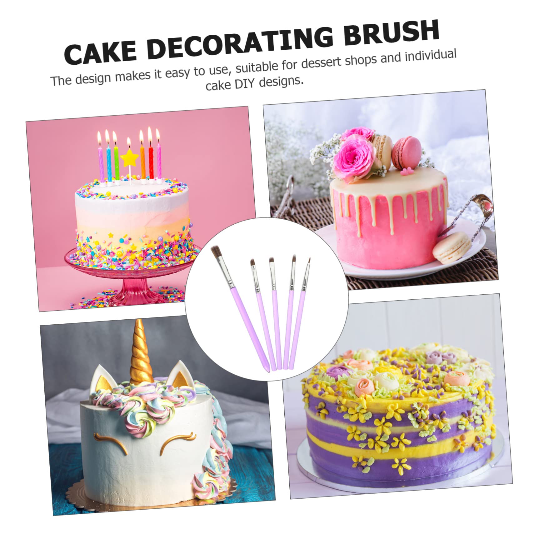Sewroro 25piezas Pinceles De Decoración De Pasteles para Fondant y Galletas Herramientas De Pintura para Postres Accesorios De Repostería para Detalles Precisos