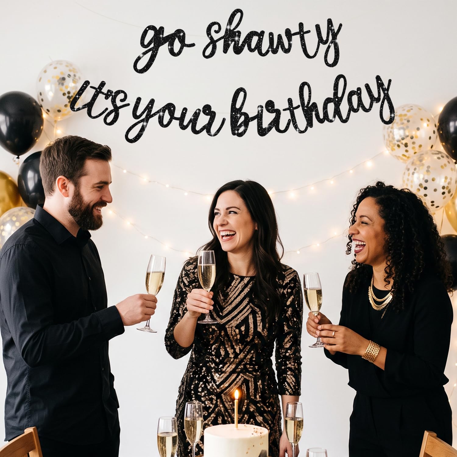 Glitter Birthday Banner - Pre-Strung & Easy Decor -6