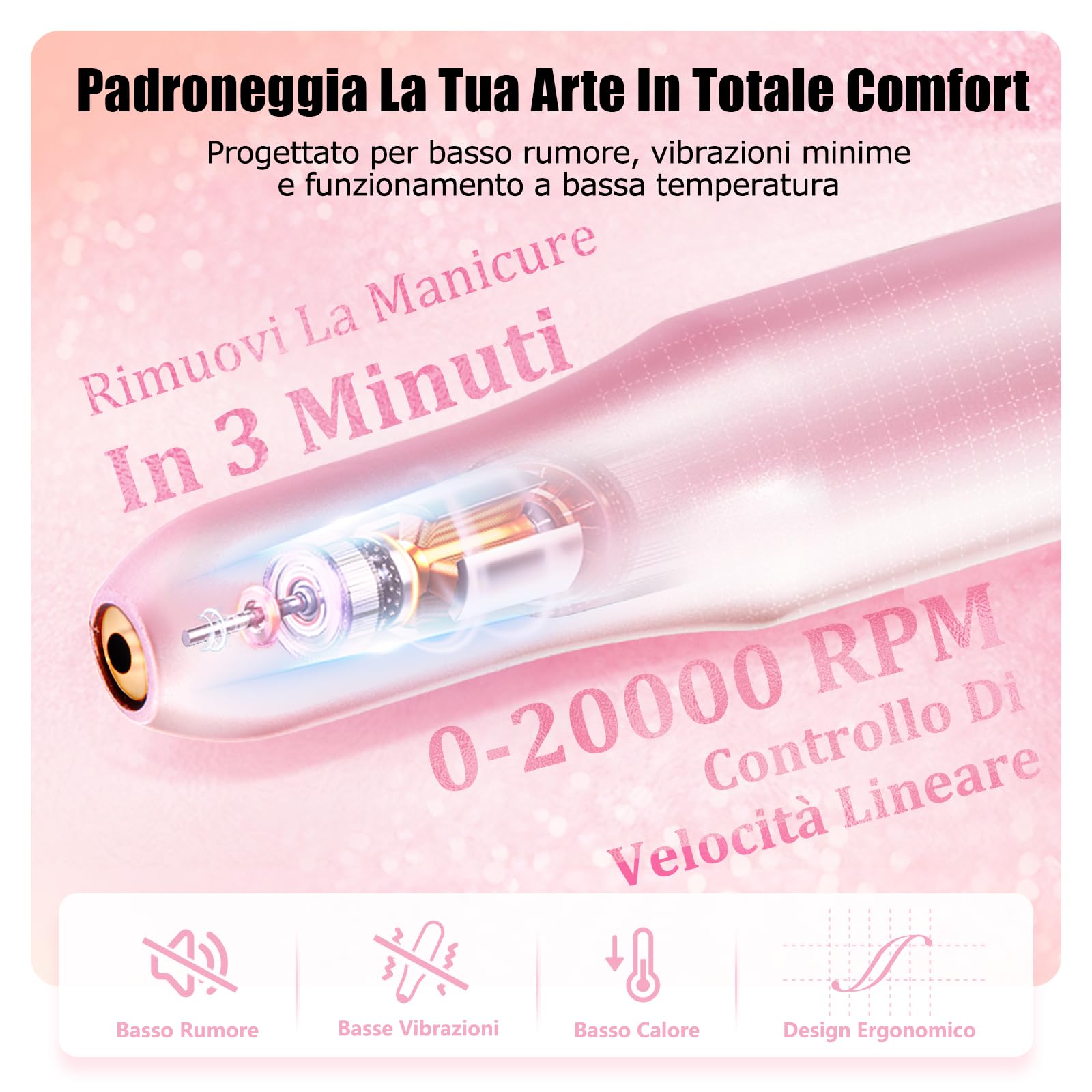 MEFA Fresa per Unghie, 13 PCS Nail Drill 20000 RPM , Manicure e Set Pedicure, per Gel Ricostruzione Unghie, Semipermanente Unghie, Acrygel ,Togli Calli Piedi Set Manicure