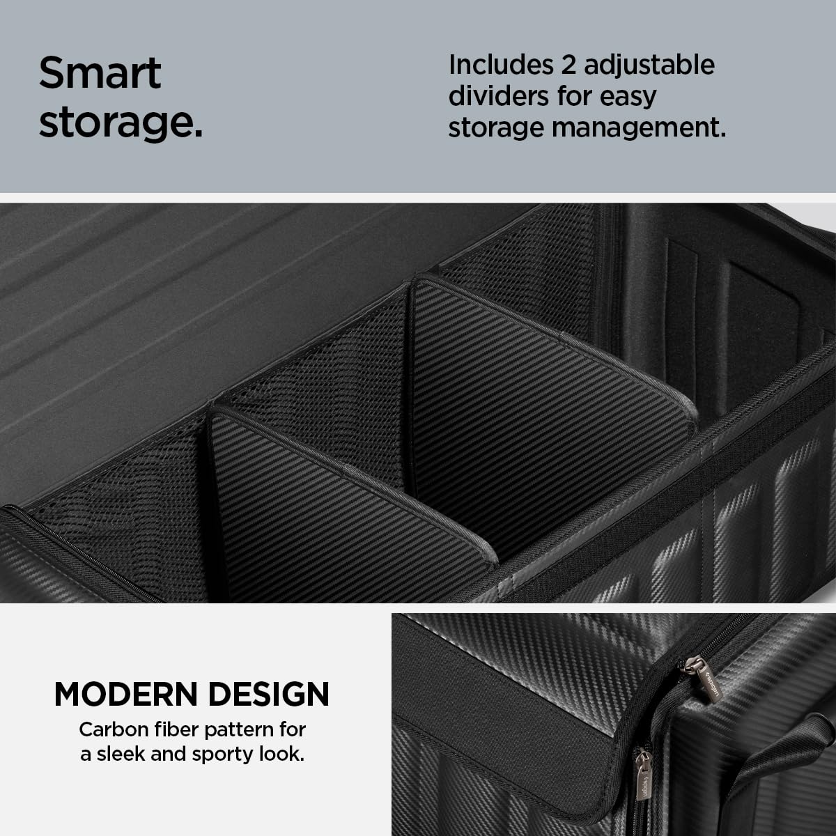 Spigen Tesla Model Y (~2025 Juniper) e 3/S/X Organizer Bagagliaio Auto Pieghevole, Universale Contenitore per Bagagliaio, Scatola di Stoccaggio Progettato per Tesla, Fiat, Alfa, Benz, BMW - Nero