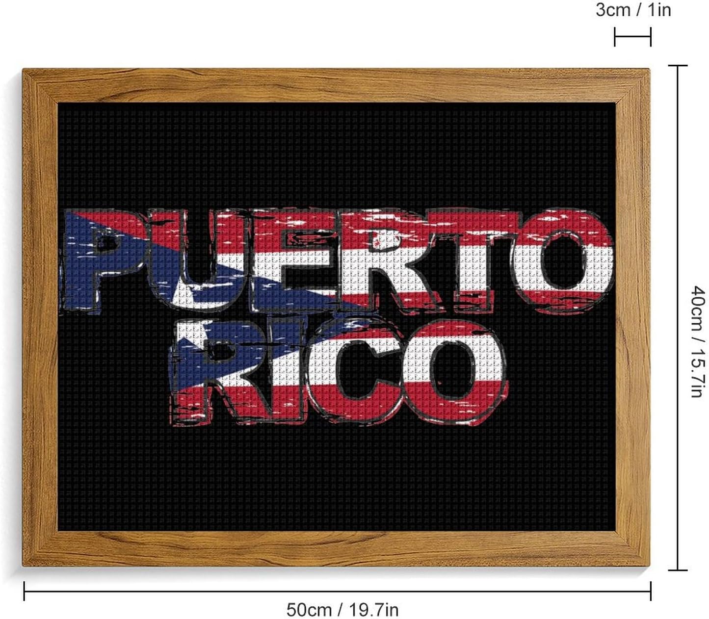 PR State Flag Printed Diamond 5D Painting Kits DIY Full Drill Crafts for Home Wall Decor 16x20 Inch Yellow Wood 50 * 40cm