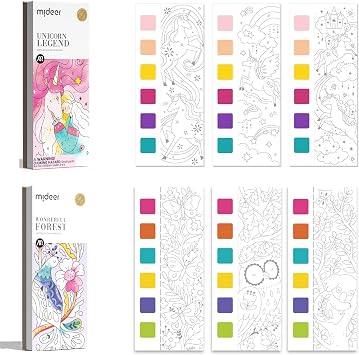 MiDeer Water Coloring Books for Kids Ages 4-8,Pocket Watercolor Painting Book Kit for KIdsUnicorn Legend+Wonderful Forest