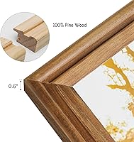 Vista 3 de Portarretratos de 5 x 7, doble bisagra horizontal de madera con marco de fotos plegable con frente de cristal real en grano de madera envejecido