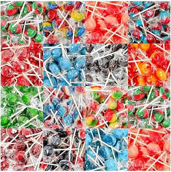 Random Mixed Wrapped Mega Lollies   Assorted Flavored Lollipops Candy Sweets Bulk Pack Variety for Parties, Gifts, Kids 60 Lollipops