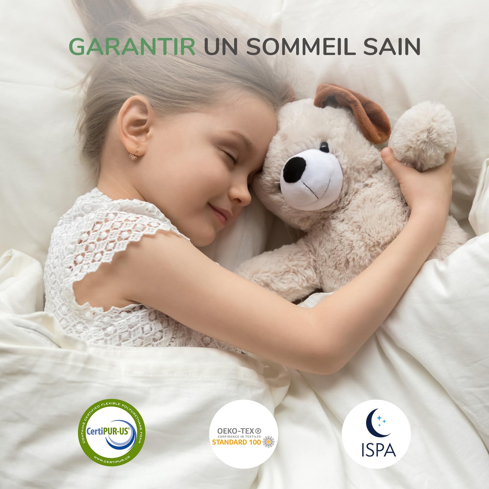 Novilla Surmatelas 120 X 190 CM, Surmatelas en Mousse à Mémoire de Forme Gel, Épaisseur 7,5 CM, avec Design Antidérapant et Certification de Sécurité, sans Odeur, Housse Lavable