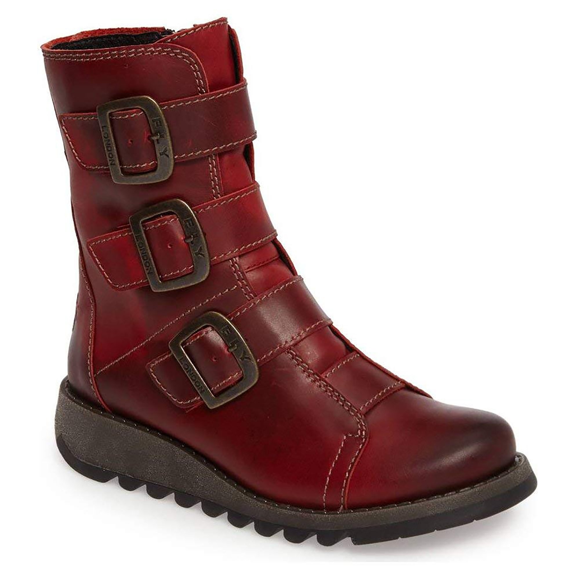 Fly London Womens Scop110fly Biker Boots, Red Red 004, 2.5 UK