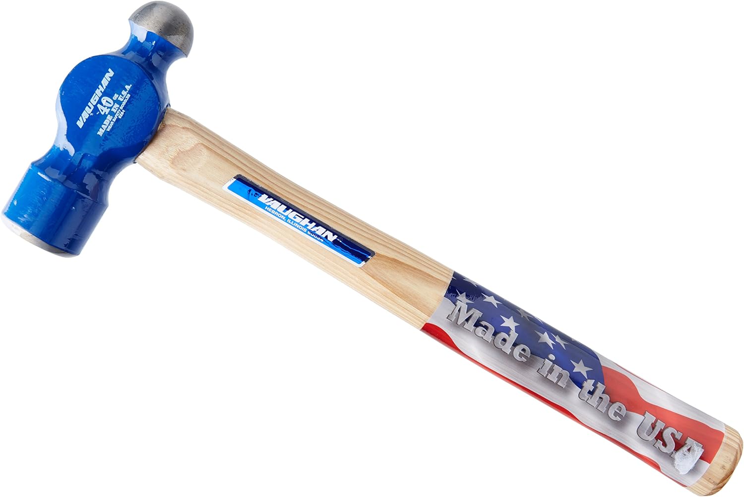 Vaughan 159-30 TC640 Hickory Handle Ball Pein Hammer, 40-Ounce Head