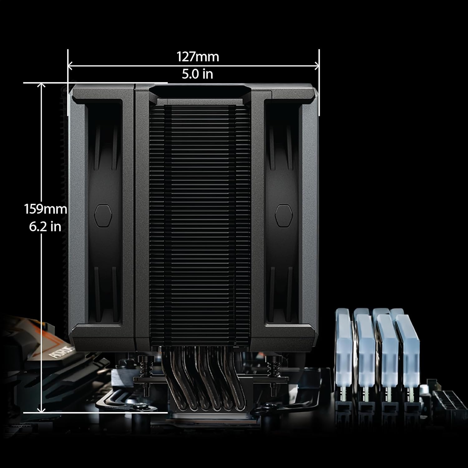 Dimensions of the Cooler Master Hyper 612 APEX CPU Air Cooler