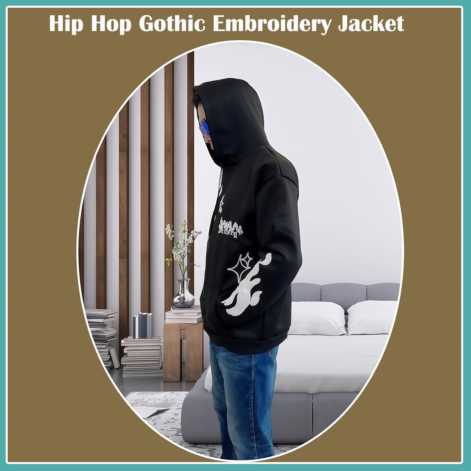 Gothic Hoodie Women Men Embroidery Zip Up Youth Hip Hop Cross Graphic Retro Fleece Sweatshirt Streetwear - Image 5