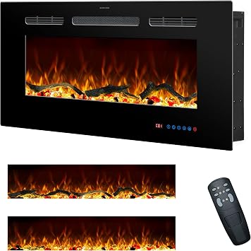 30 Inches Electric Fireplace Inserts, Recessed and Wall Mounted Fireplace Heater for Indoor Use with Remote Control, 13 Color Flames with Log &Crystal, 9H Timer, 750/1500W
