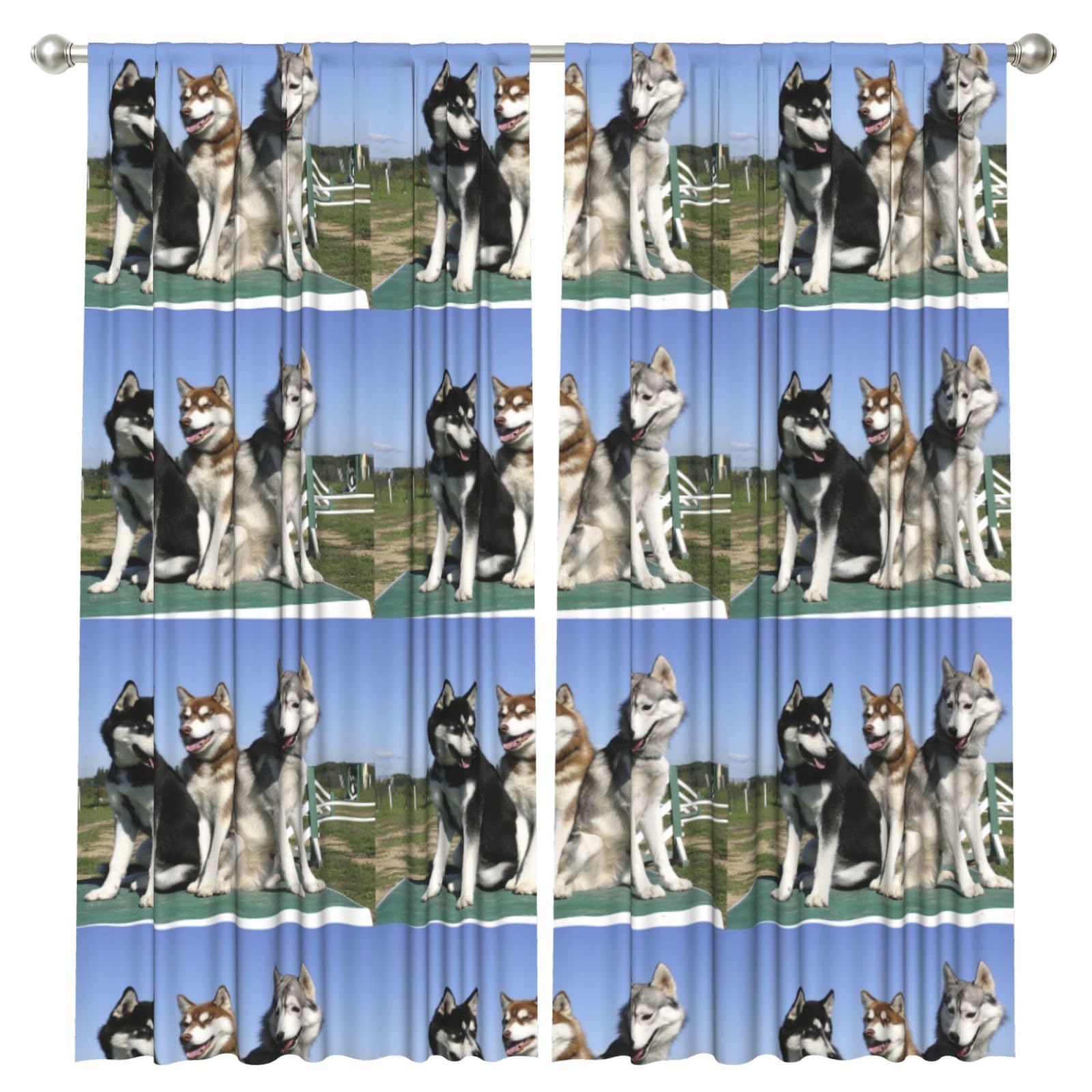 InOmak Husky Huskie Dogs, 2 Panels Window Curtains 52 x 84 Inch Blackout Curtains for Living Room Bedroom