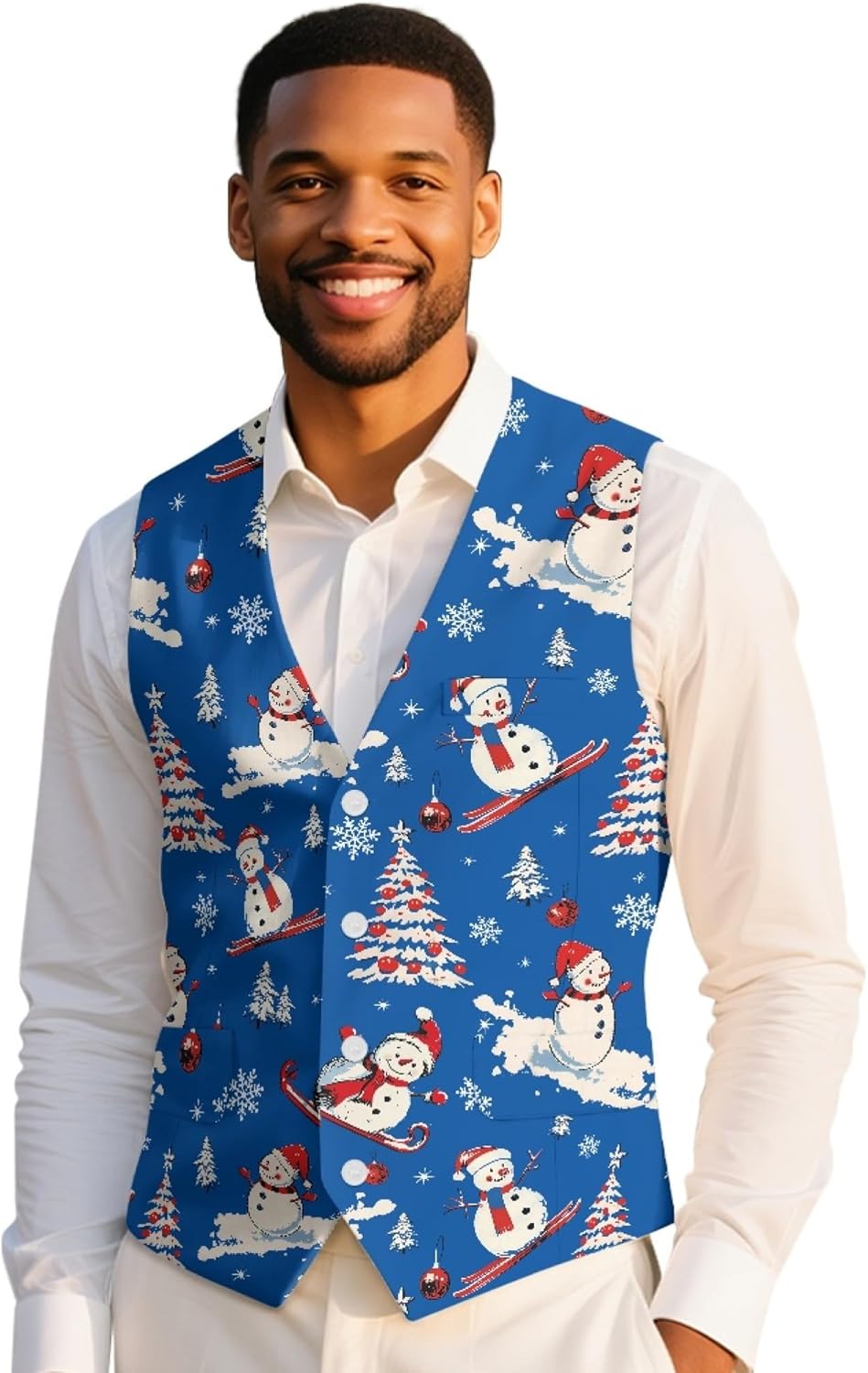 NDISTIN Men's Suit Vest Button Down Waistcoat Casual Wedding Party Vest Tops