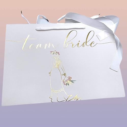 Miniatura 8 de 14 bolsas de regalo para el novio de 7 equipos y la novia de 7 equipos, con impresión de lámina plateada y dorada. Tamaño grande de 14 x 10 x 4.5