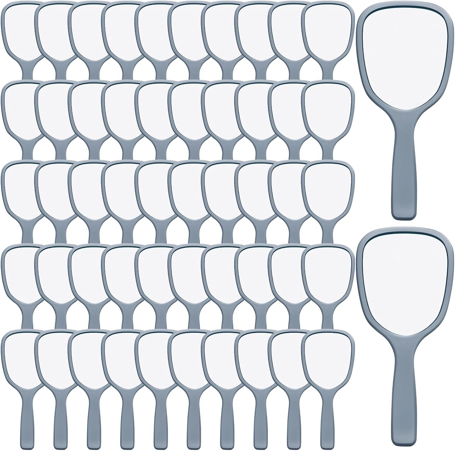 Vinsot 50 Pcs Handheld Mirror Bulk Small Hand Mirrors with Handle Plastic Portable Daily Makeup Tools for Home Travel Camping Daily, 3.15 Inch Wide, 7.09 Inch Long (Blue)