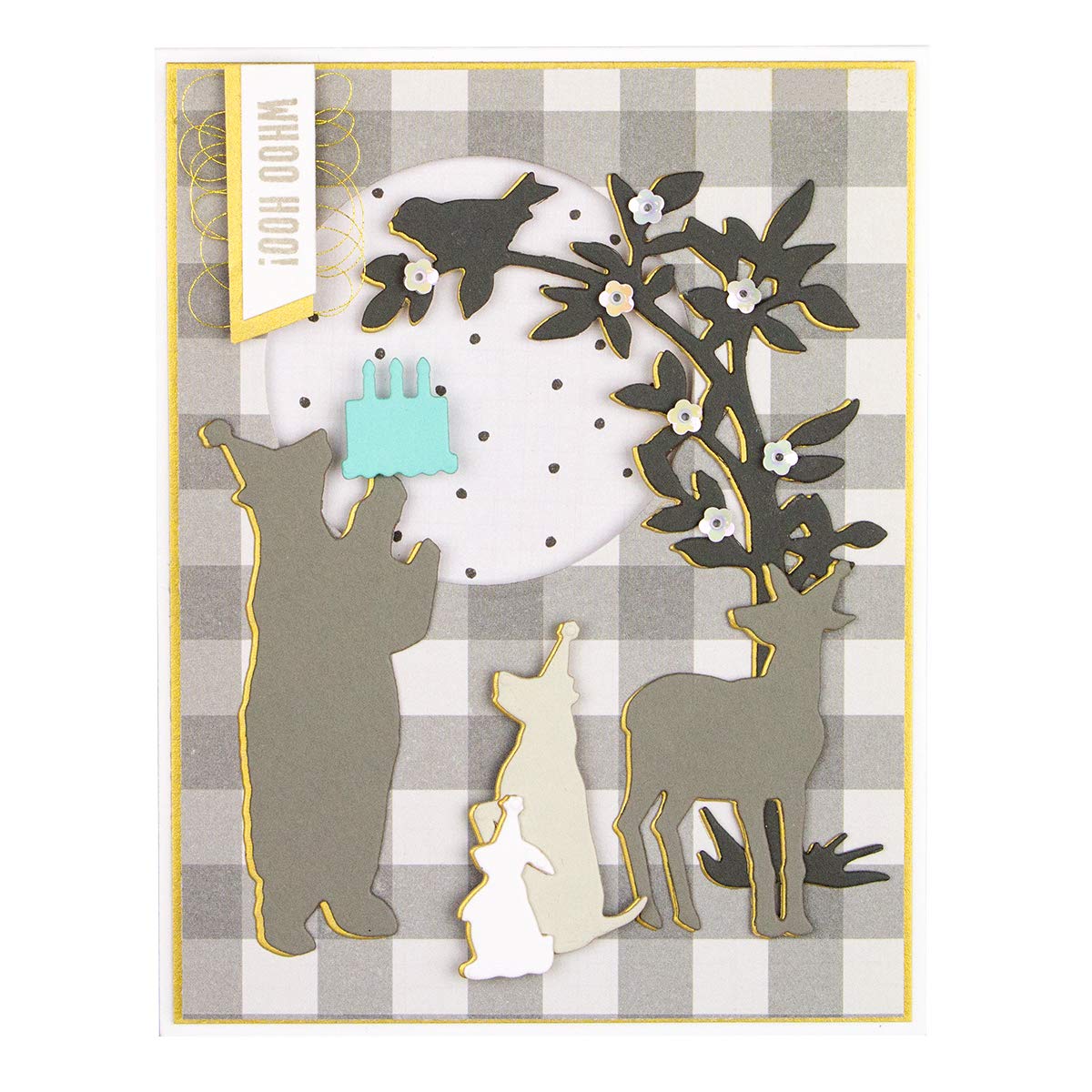 Spellbinders Set Fustelle Shapeabilities "Let's All Party" - Orso, Torta E Animali Del Bosco Per Biglietti E Scrapbooking